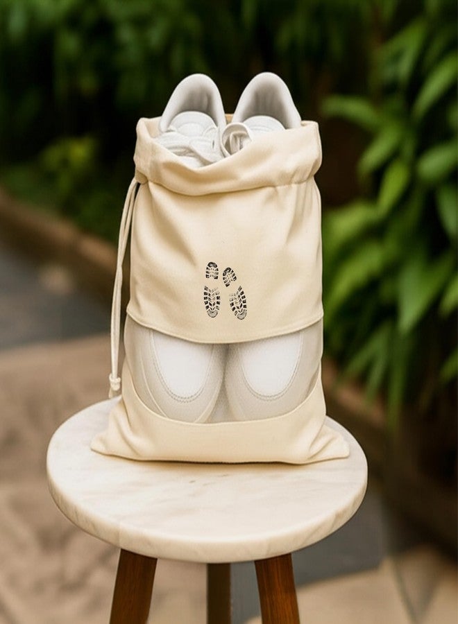 JUNERUSH Cotton Canvas Pouch | Travel Shoe Bags for Storage Packing | Shoe Cover Bag for Travelling | Shoe Pouch Organizer | Shoe Packing Bags for Travel | Shoe Travel Bag for Men Women (Pack of 5) - Image 2